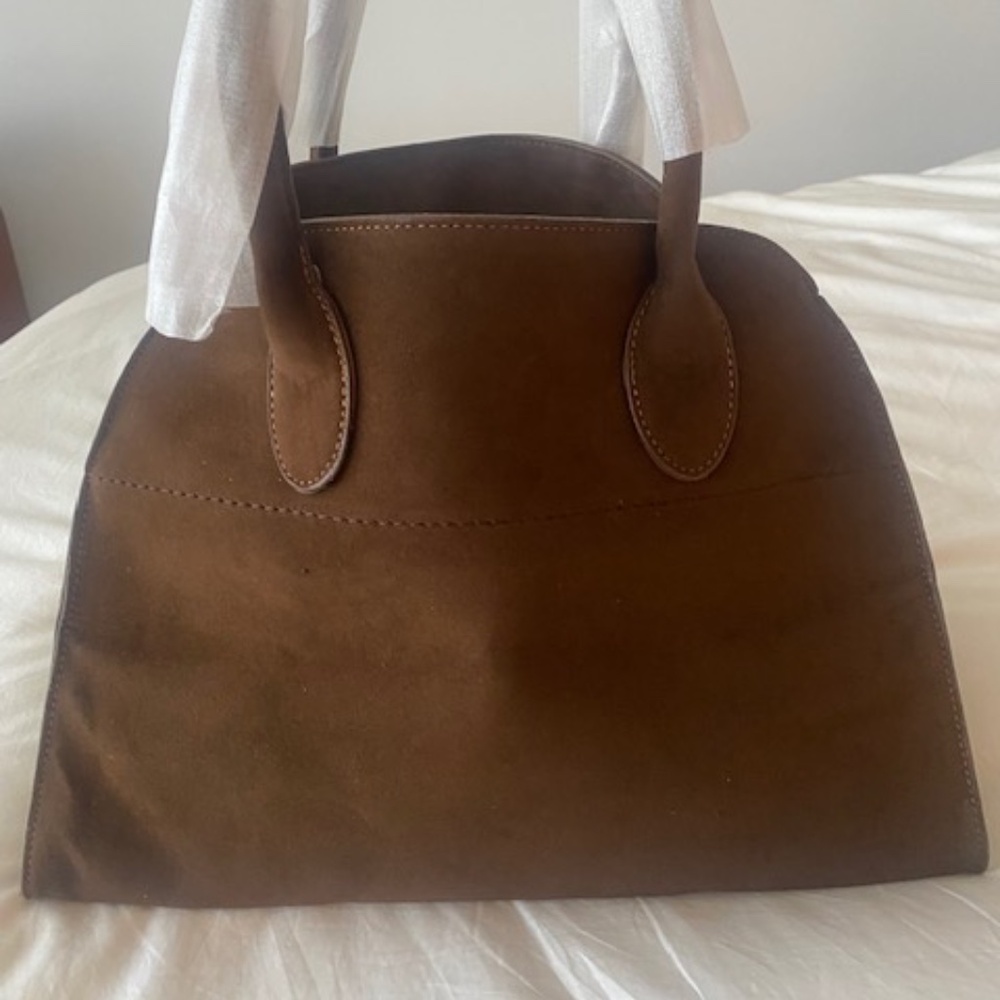 Chocolate brown vegan suede, roomy tote - NEW/NEVER used